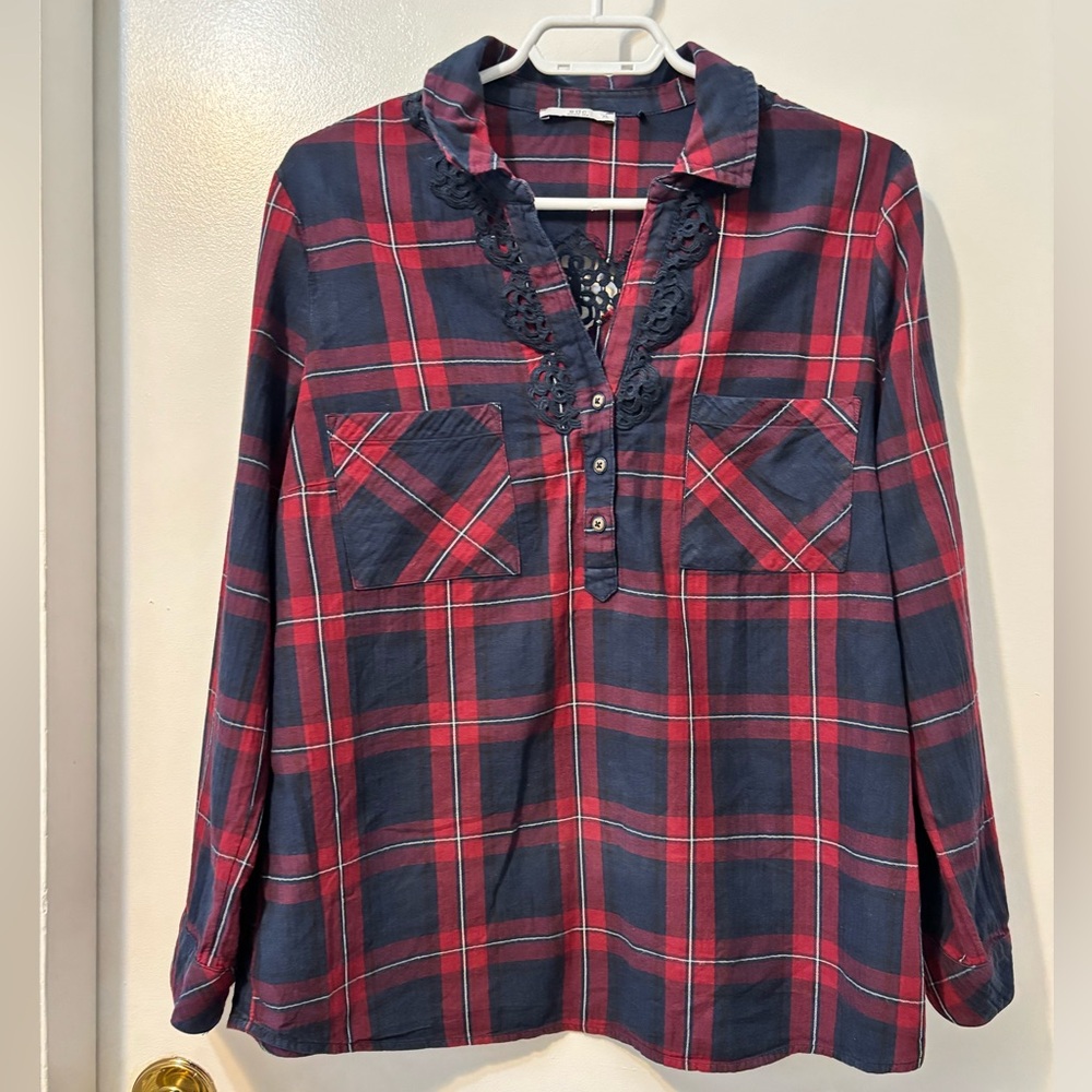 ENC Red and Blue Plaid Button Down Shirt